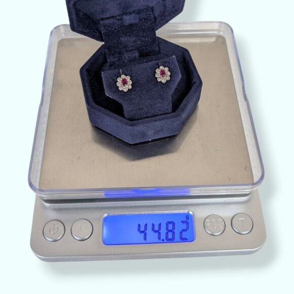 V. 14K Diamond & Ruby Stud Earrings - Picture 10 of 10